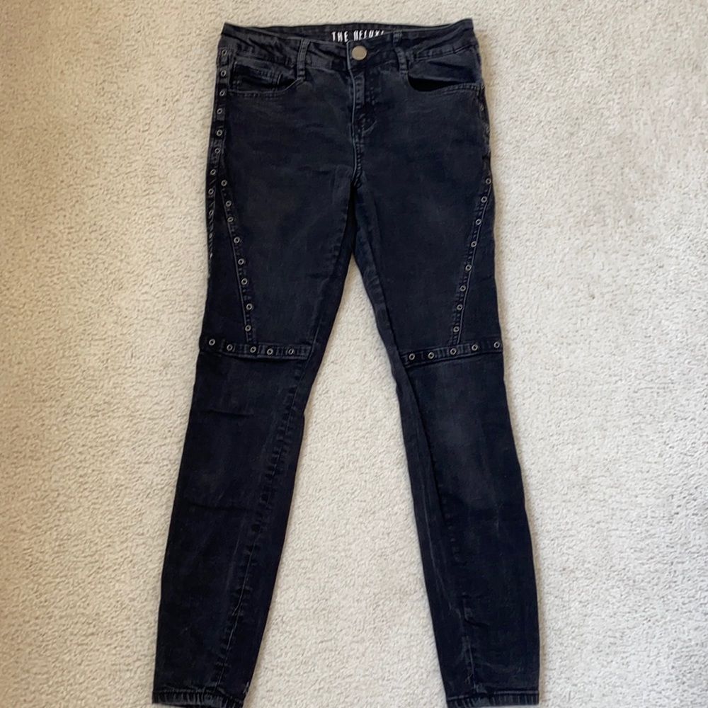 Cotton on black denim eyelet jeans size 6
